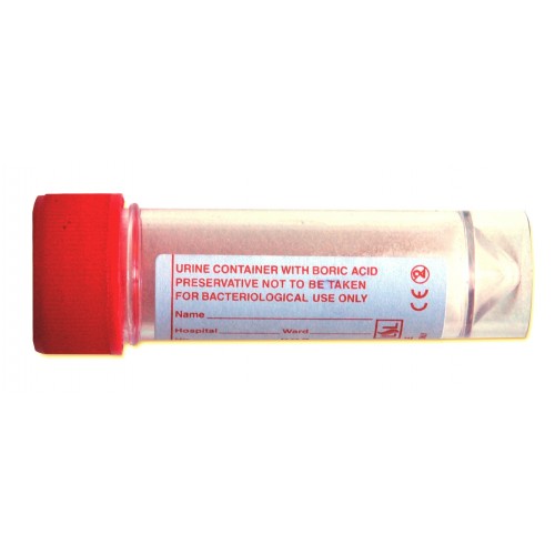 Urine container with boric acid