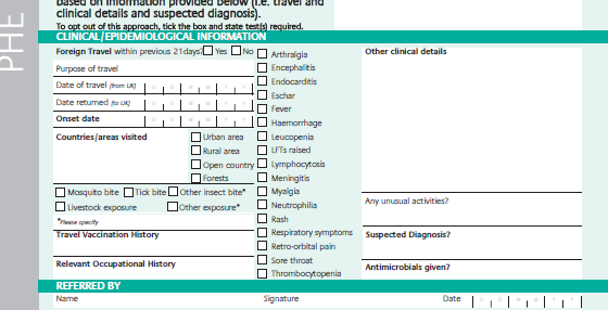 Colindale request form for a Tropical Screen / Post Travel request