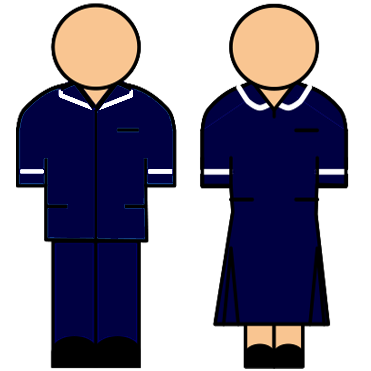Blue uniform with white stripe