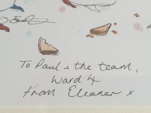 Personal message to the ward 4 team from artist, Eleanor Tomlinson