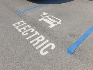 Car park lines showing where an electric vehicle can be charged
