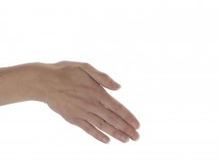 Image of a hand keeping the thumb upper most with fingers pointing down towards the floor.