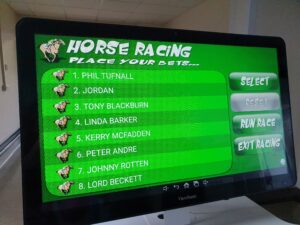 Horse racing game displayed on RITA screen