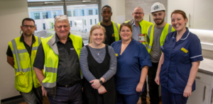 NICU and construction staff in the newly refurbished parents room