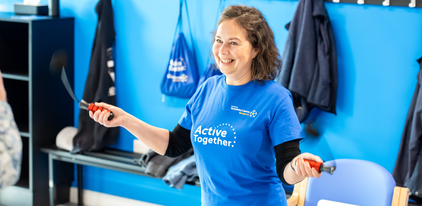 A female activity instructor using a skipping rope