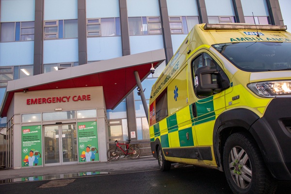 An ambulance parked outside the Emergency Care Area at Hull Royal Infirmary