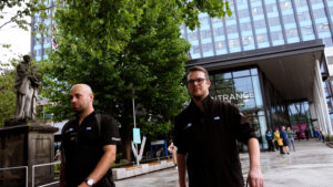Security Supervisor Tristan Kenny (left) on patrol at Hull Royal Infirmary