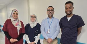 A group of NHS staff in a hospital